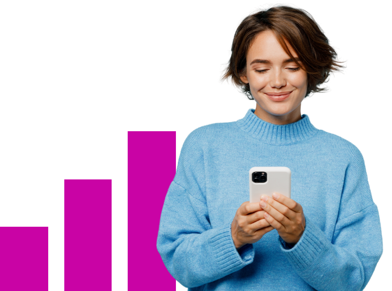 Smiling woman using a phone